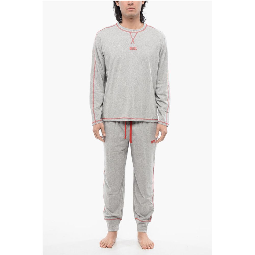 Diesel RED TAG Stretch-Baumwolle UMSET-WILLONG Langer Pyjama mit V