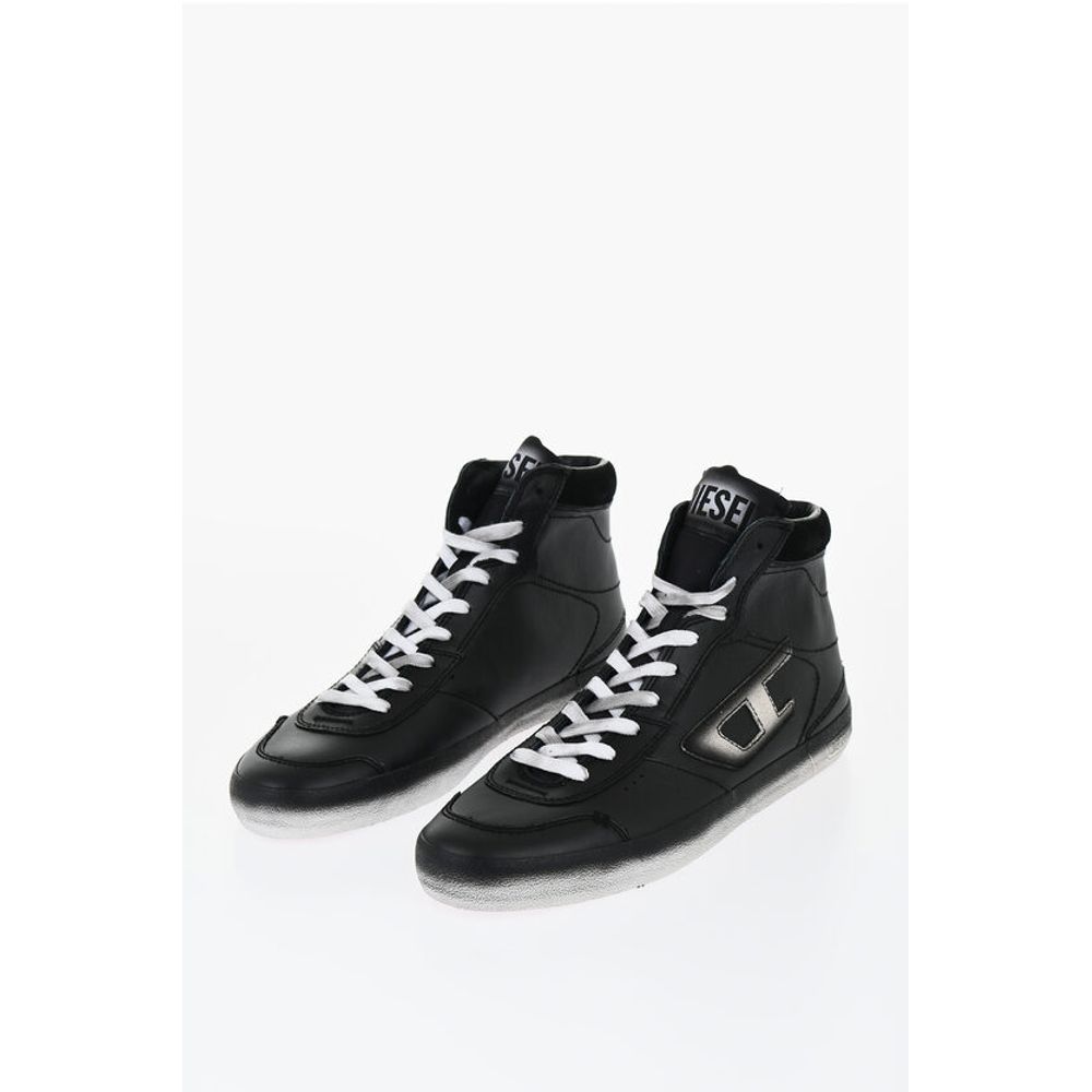 Diesel S-LEROJI High-Top Sneakers aus Leder mit verblasster Sohle