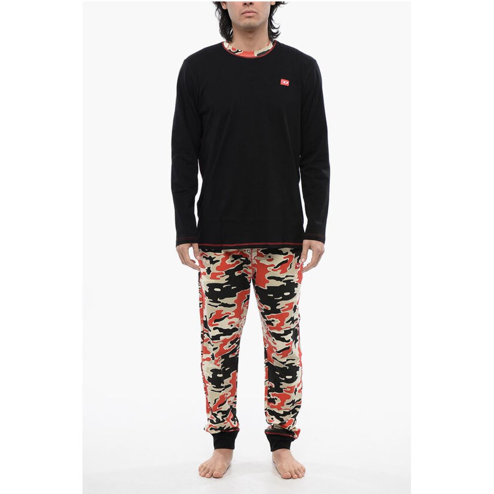 Diesel UMSET-WILLIAM Pyjama-Set aus Stretch-Baumwolle lang