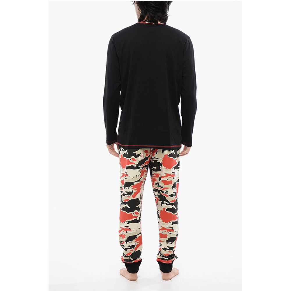 Diesel UMSET-WILLIAM Pyjama-Set aus Stretch-Baumwolle lang