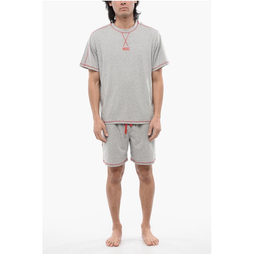Diesel RED TAG Stretch-Baumwolle UMSET-WILORT Kurzer Pyjama mit V