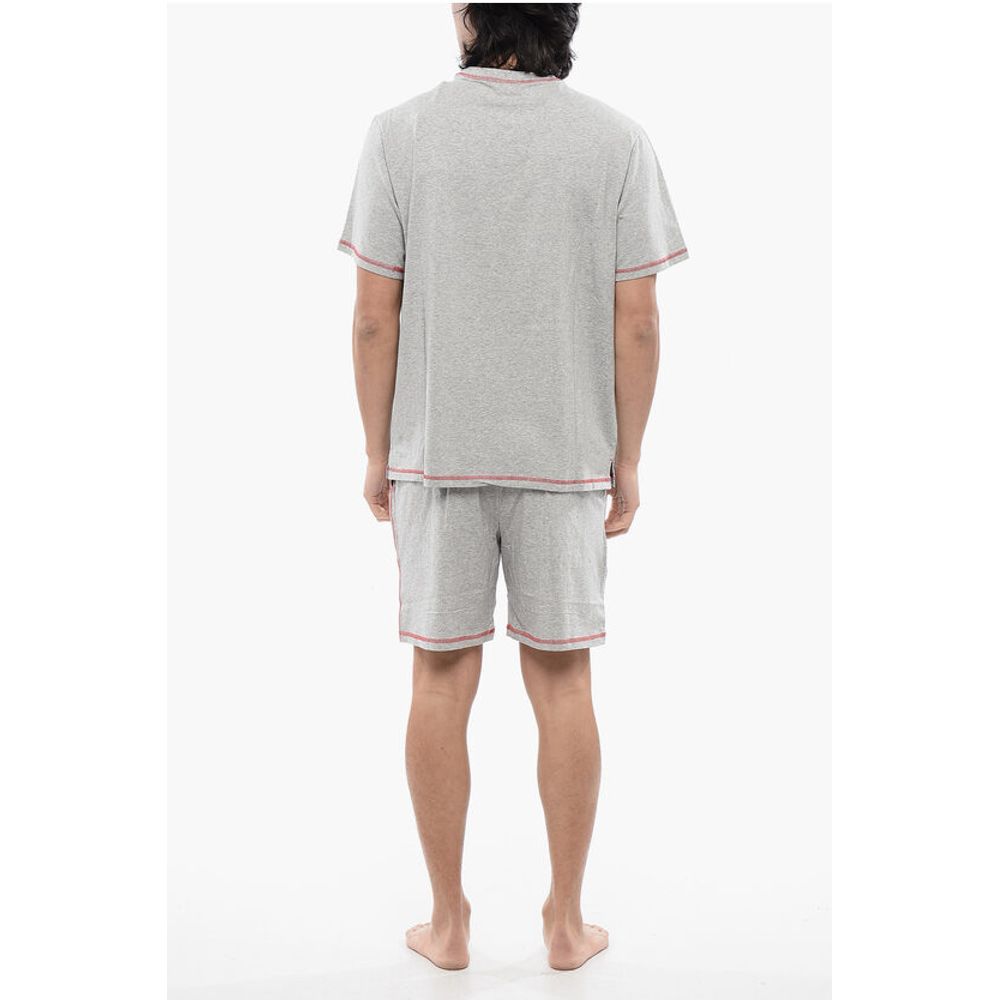 Diesel RED TAG Stretch-Baumwolle UMSET-WILORT Kurzer Pyjama mit V