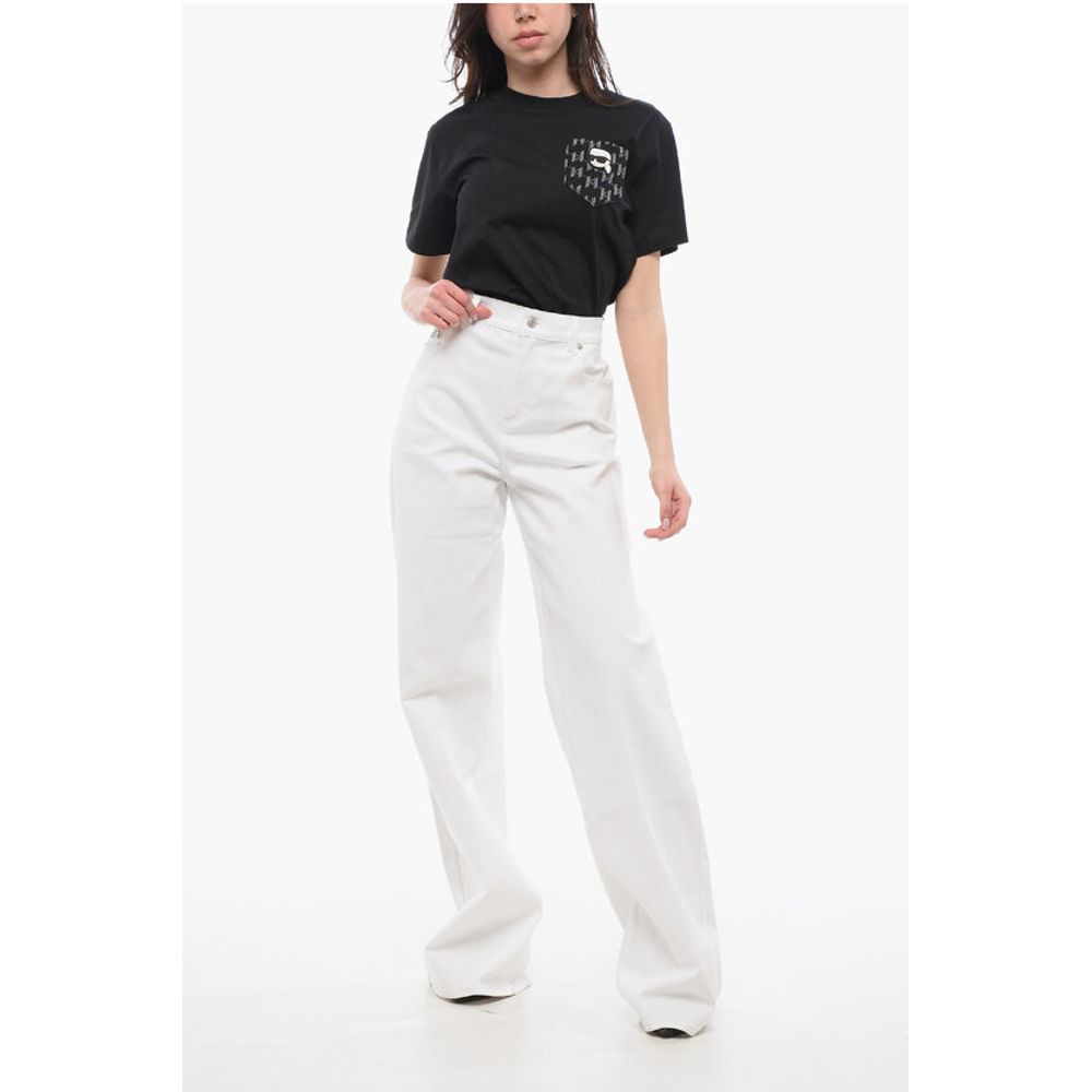 Alexander McQueen Denims mit weitem Bein und Metall-Logo