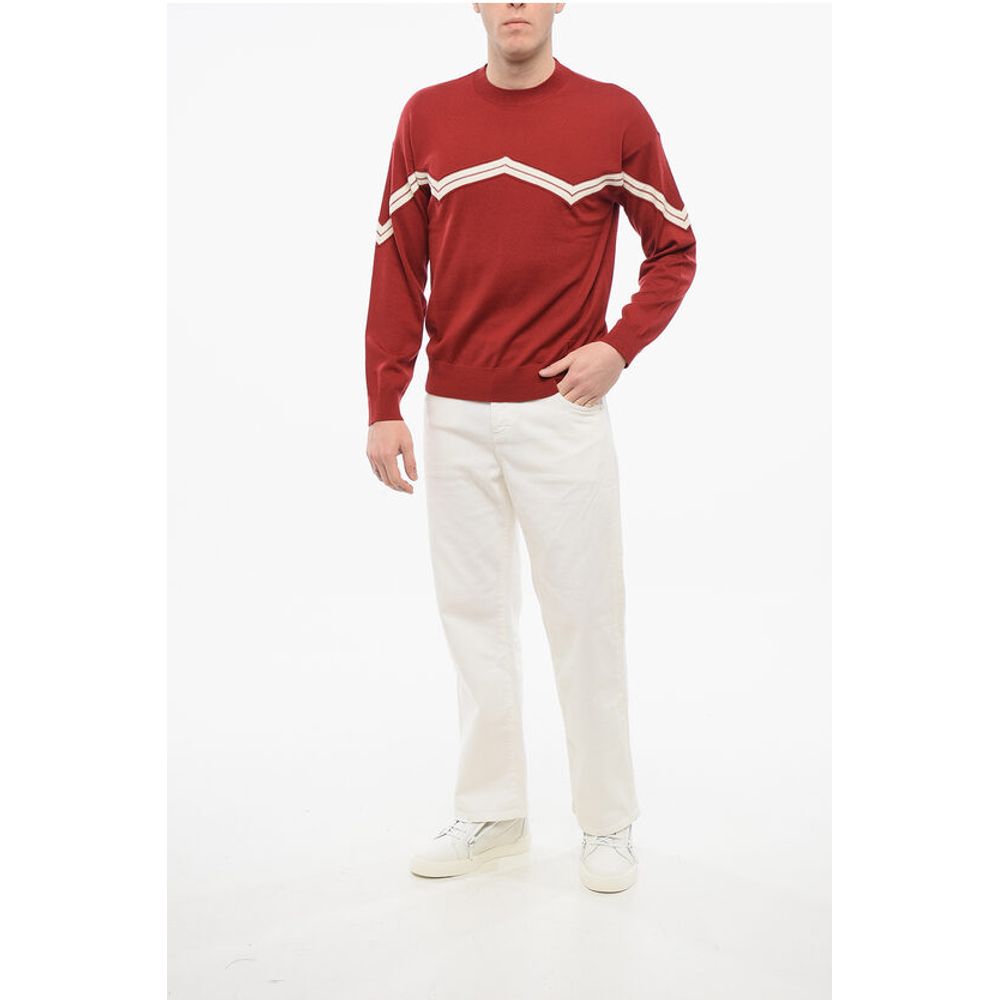 Armani EMPORIO Pullover aus Schurwolle mit Fischgrät-Stickerei