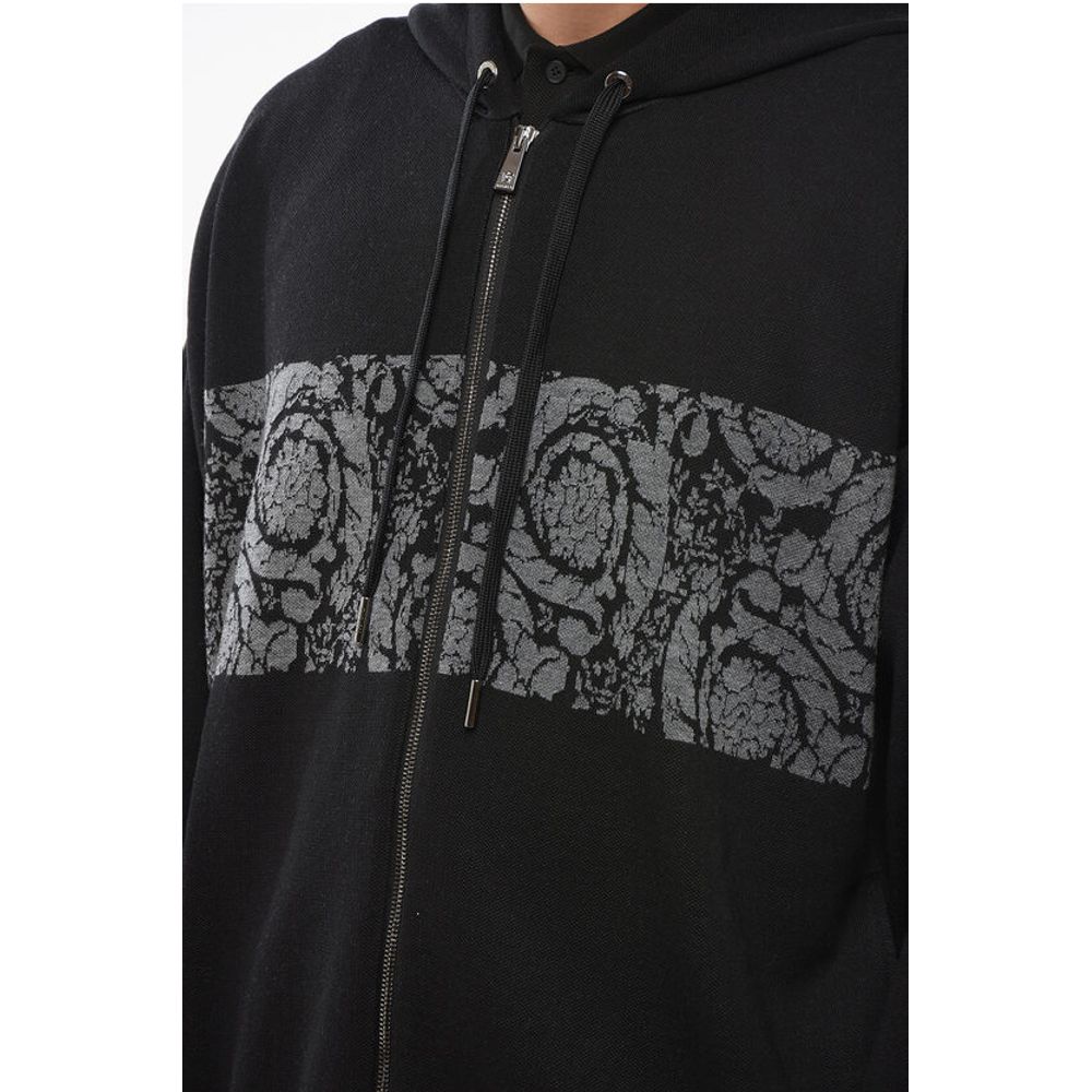 Versace Barocco-Pullover mit Reißverschluss und Kapuze