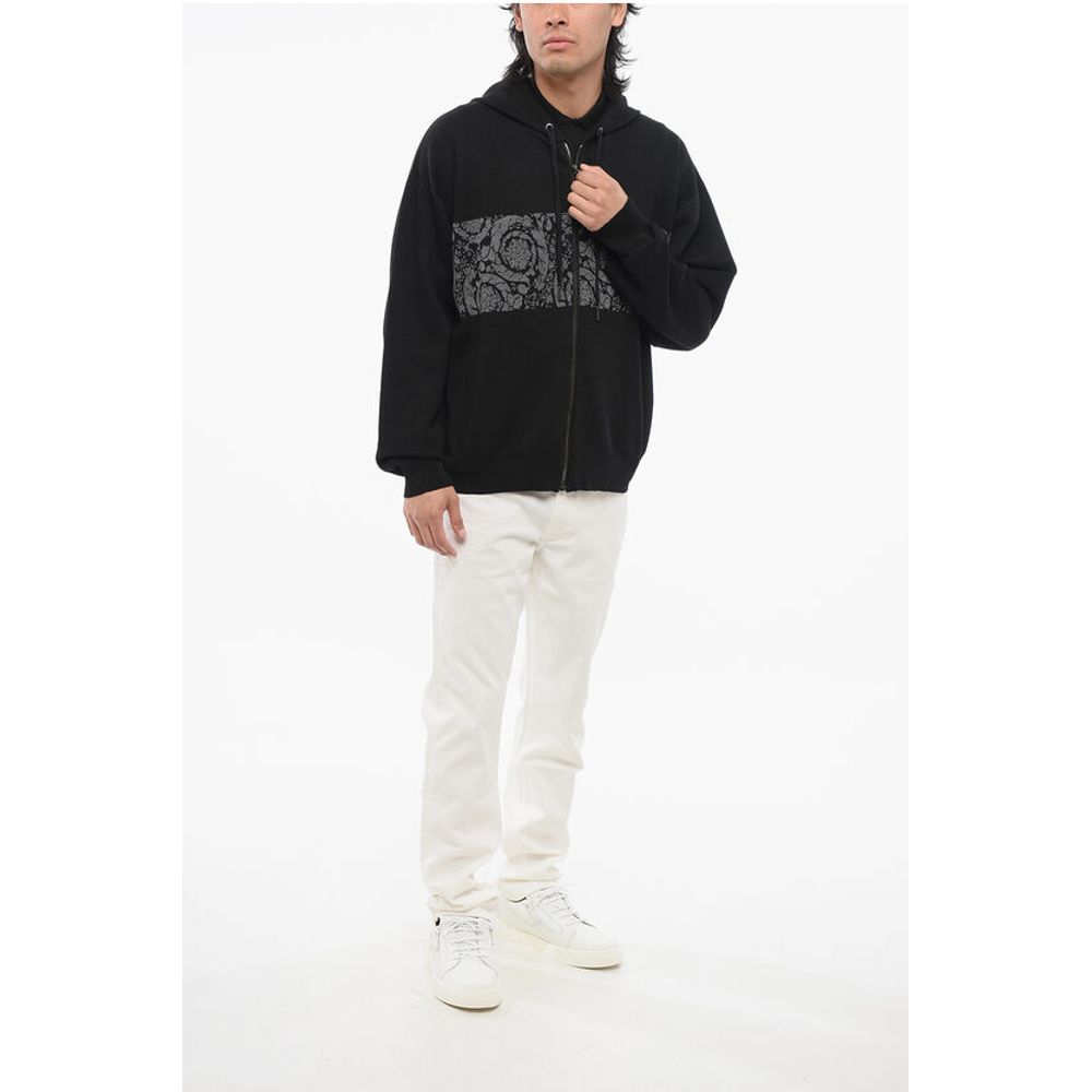 Versace Barocco-Pullover mit Reißverschluss und Kapuze