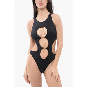 Versace Einteiliger Badeanzug mit Ausschnitt und Medusa-Logo