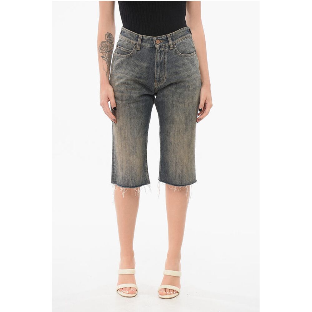 Balenciaga Vintage Washed Denim Shorts mit rohgeschnittenem Saum