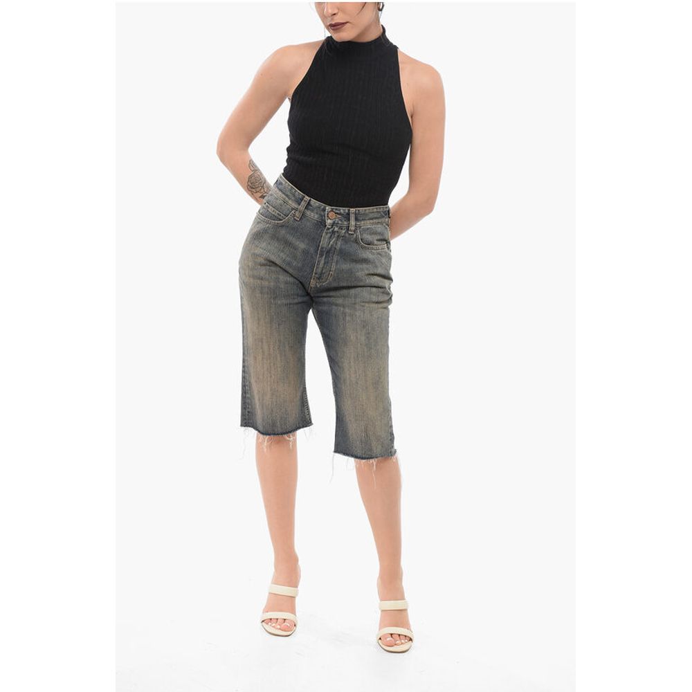 Balenciaga Vintage Washed Denim Shorts mit rohgeschnittenem Saum