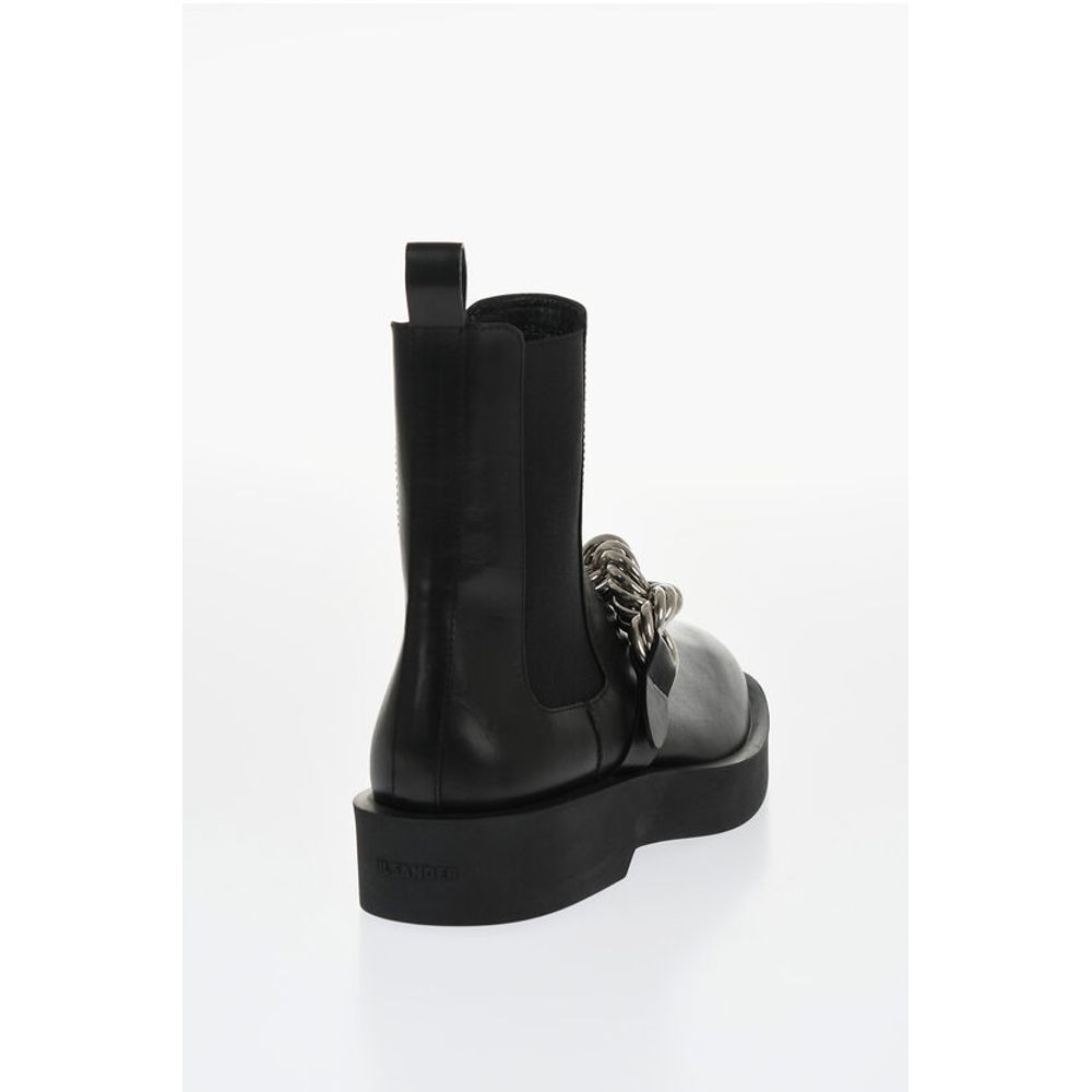 Jil Sander Chelsea Booties aus Leder mit Kettendetail