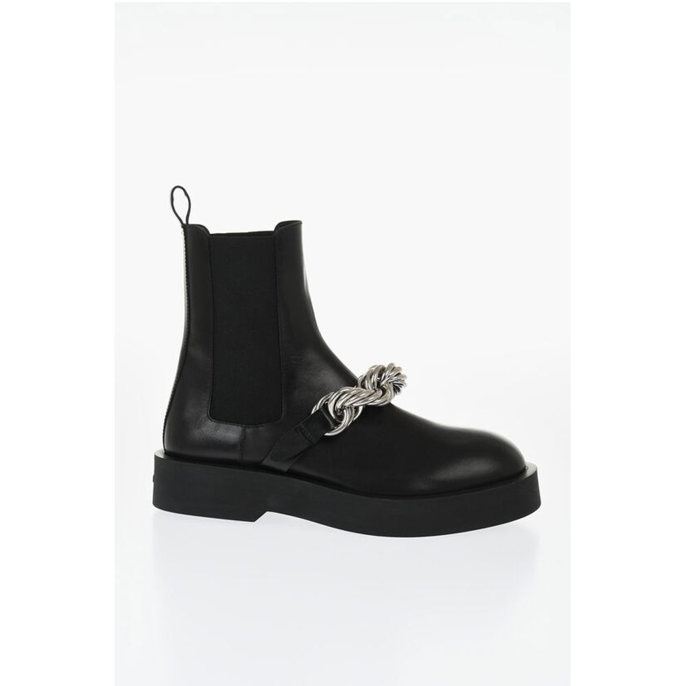 Jil Sander Chelsea Booties aus Leder mit Kettendetail