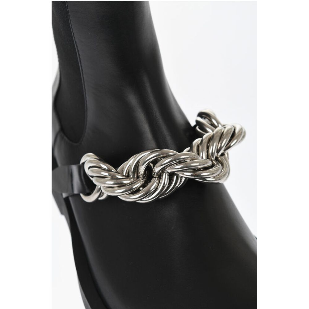 Jil Sander Chelsea Booties aus Leder mit Kettendetail