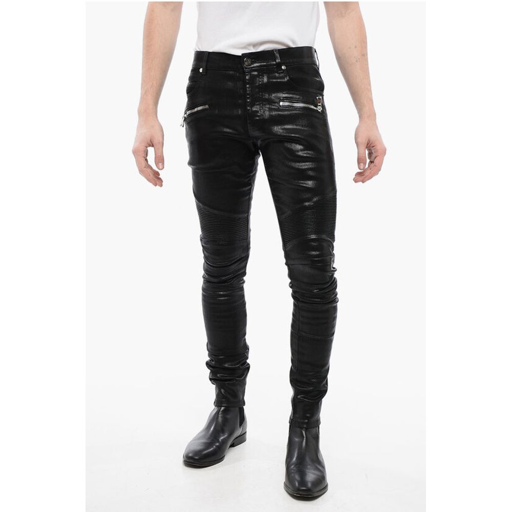 Balmain Beschichtete Baumwolle Slim Fit Biker Denims 14cm