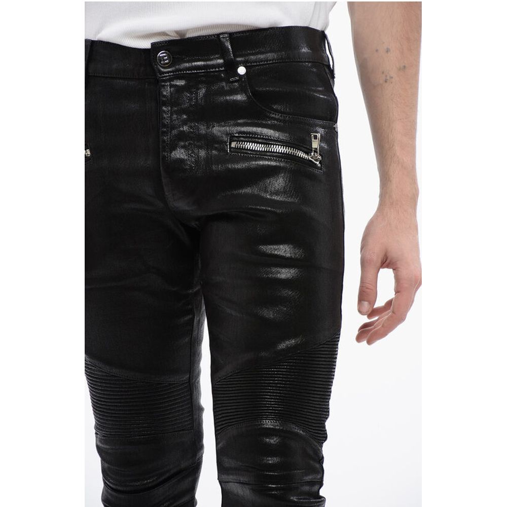 Balmain Beschichtete Baumwolle Slim Fit Biker Denims 14cm