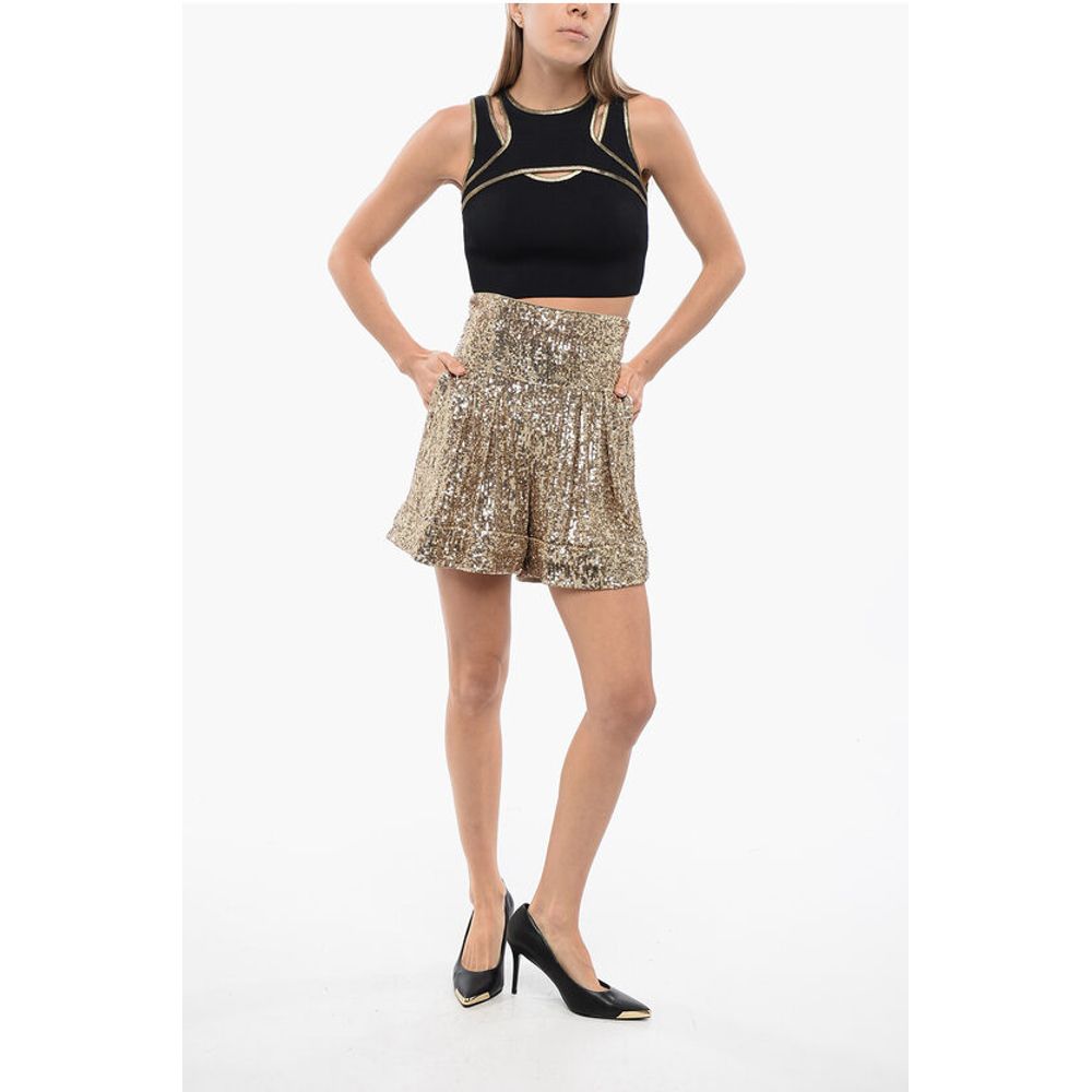 Balmain Paillettenbesetzte Shorts mit hoher Taille und doppelten Falten