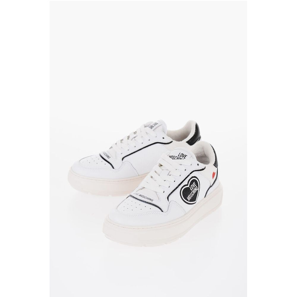 Moschino LOVE BOLD40 Low-Top-Sneakers aus strukturiertem Leder mit Kontrast