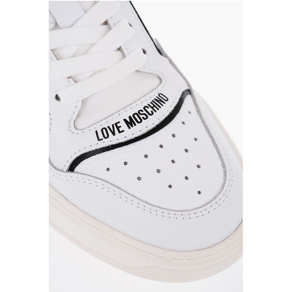 Moschino LOVE BOLD40 Low-Top-Sneakers aus strukturiertem Leder mit Kontrast