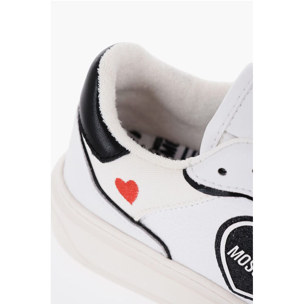 Moschino LOVE BOLD40 Low-Top-Sneakers aus strukturiertem Leder mit Kontrast