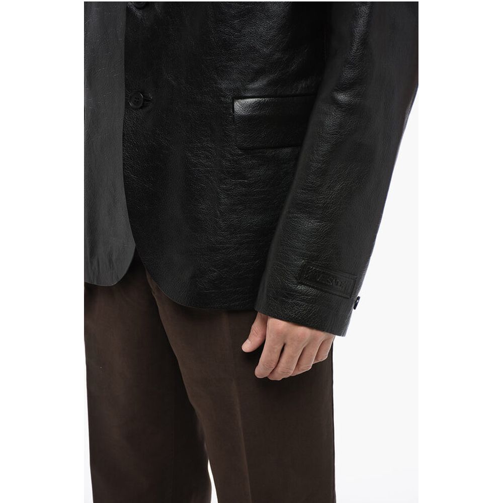 Versace Einreihiger Blazer aus gehämmertem Leder