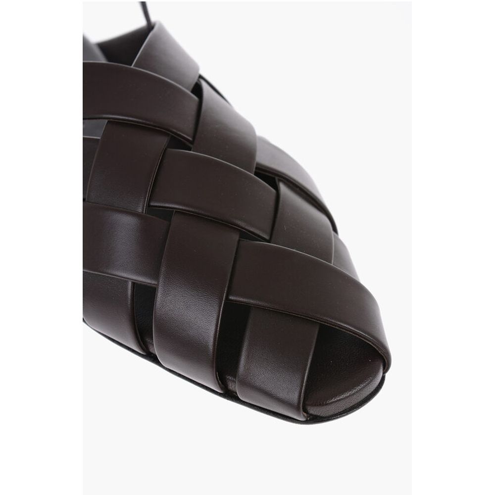 Bottega Veneta SLIPPER ALFIE Slingback-Sandalen aus Leder mit gewebtem Motiv