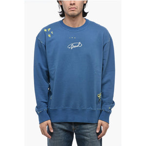 Diesel S-MACS-L2 Distressed Sweatshirt mit gesticktem Logo