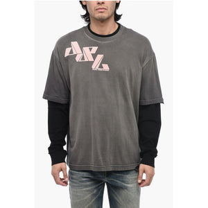 Diesel Doppellagiges T-WASY T-Shirt mit Distressed-Effekt