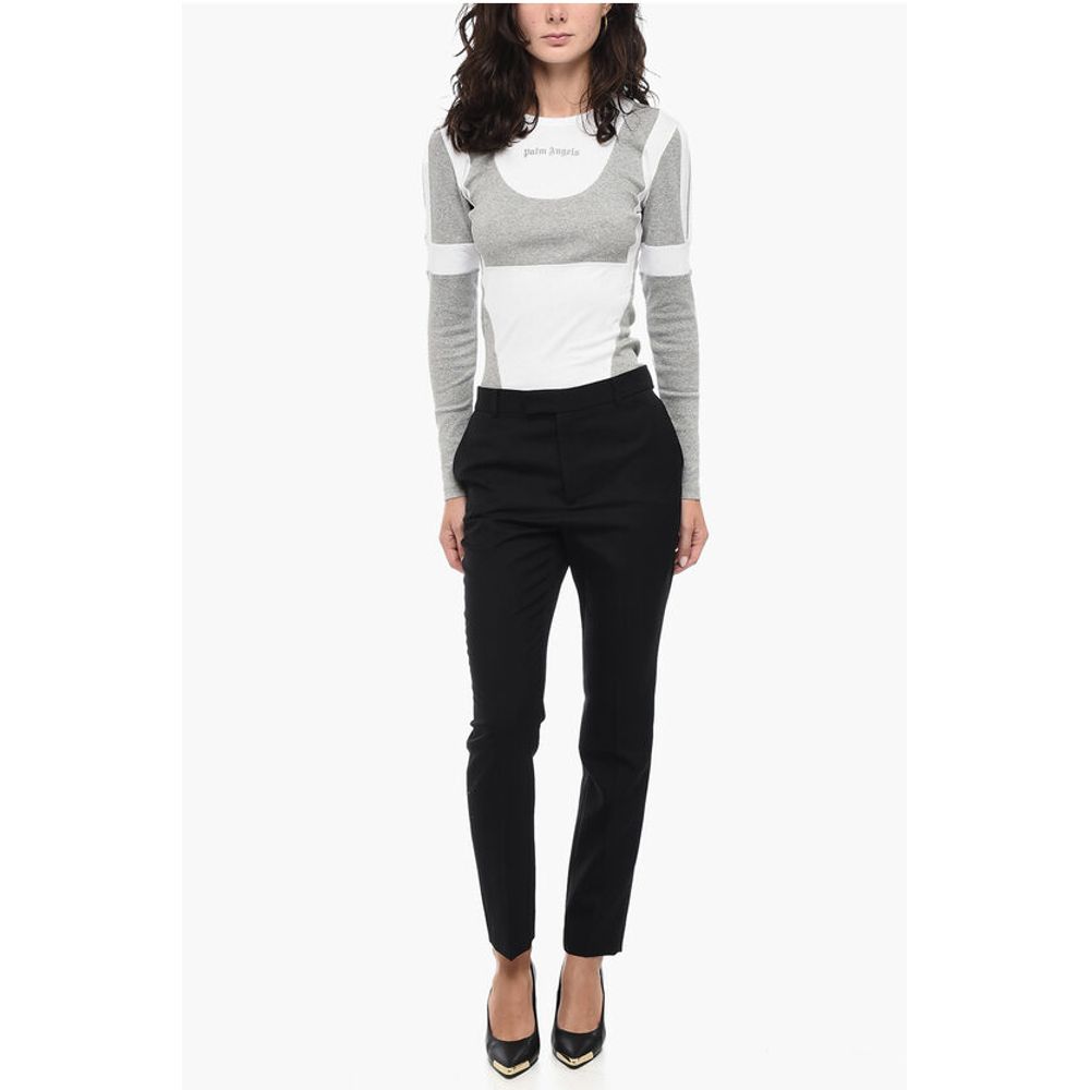 Celine Gabardine-Hose aus Wolle mit Plisseefalten vorne