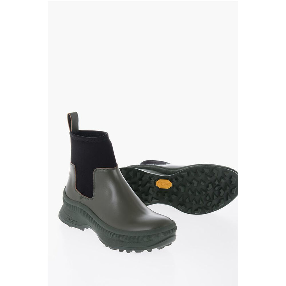 Jil Sander Niedrige Lederstiefel mit Neopreneinsatz