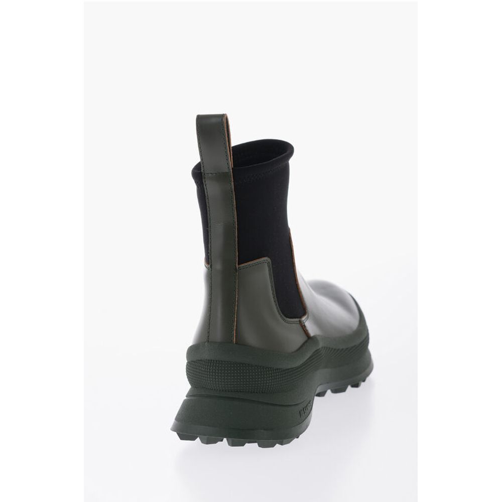 Jil Sander Niedrige Lederstiefel mit Neopreneinsatz