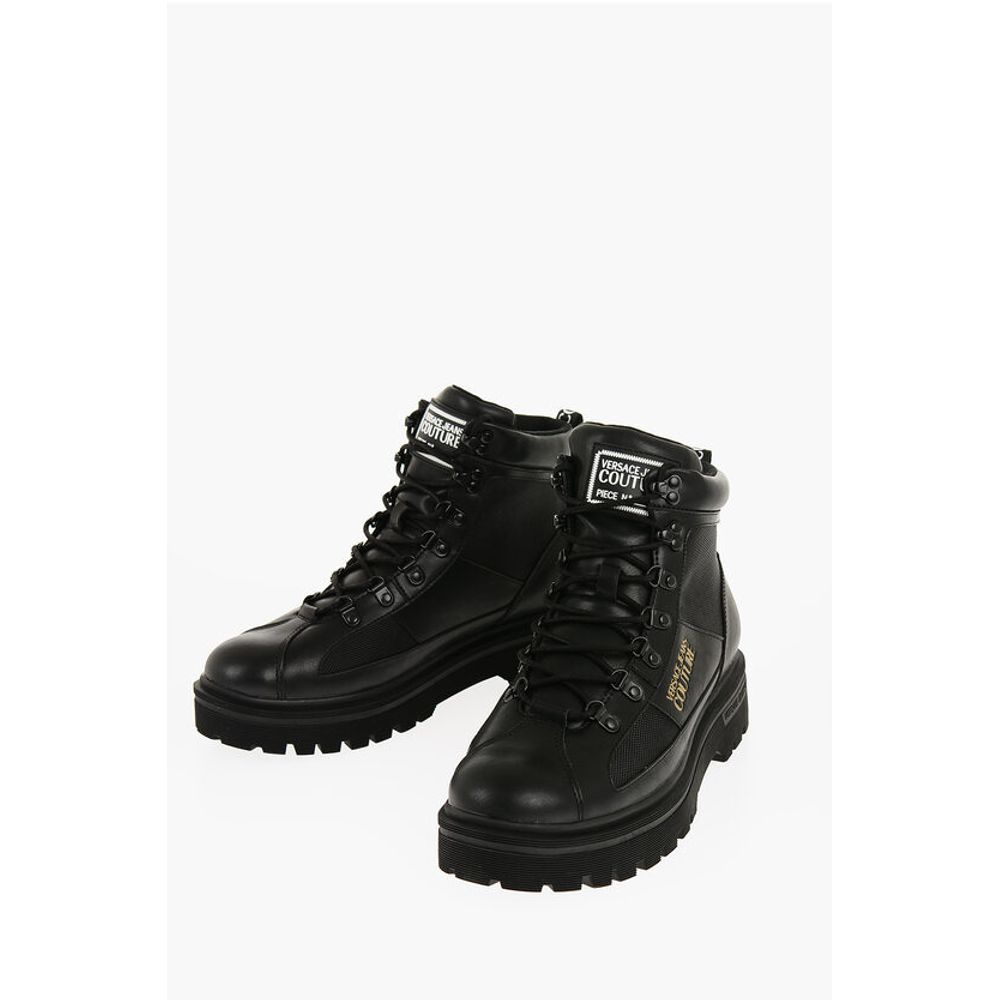 Versace JEANS COUTURE Leder und Stoff SYRIUS Kampfstiefel mit Co