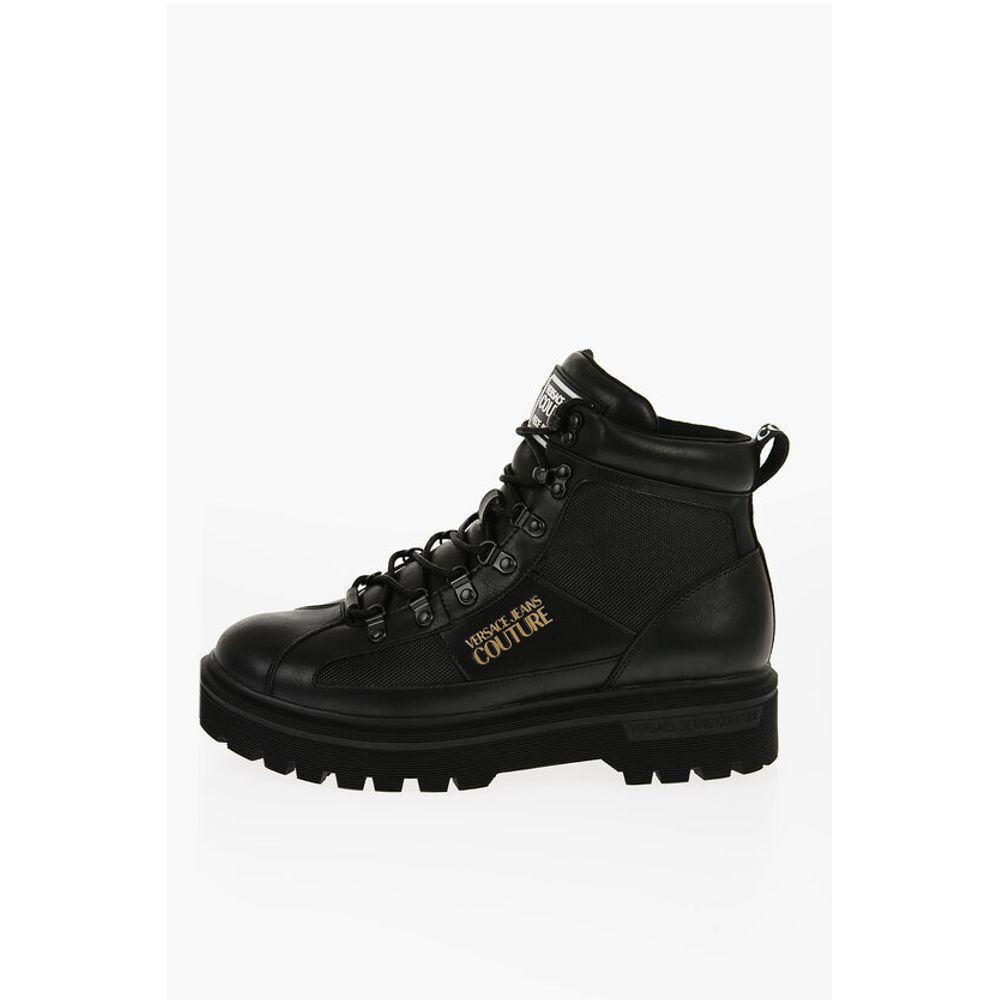 Versace JEANS COUTURE Leder und Stoff SYRIUS Kampfstiefel mit Co