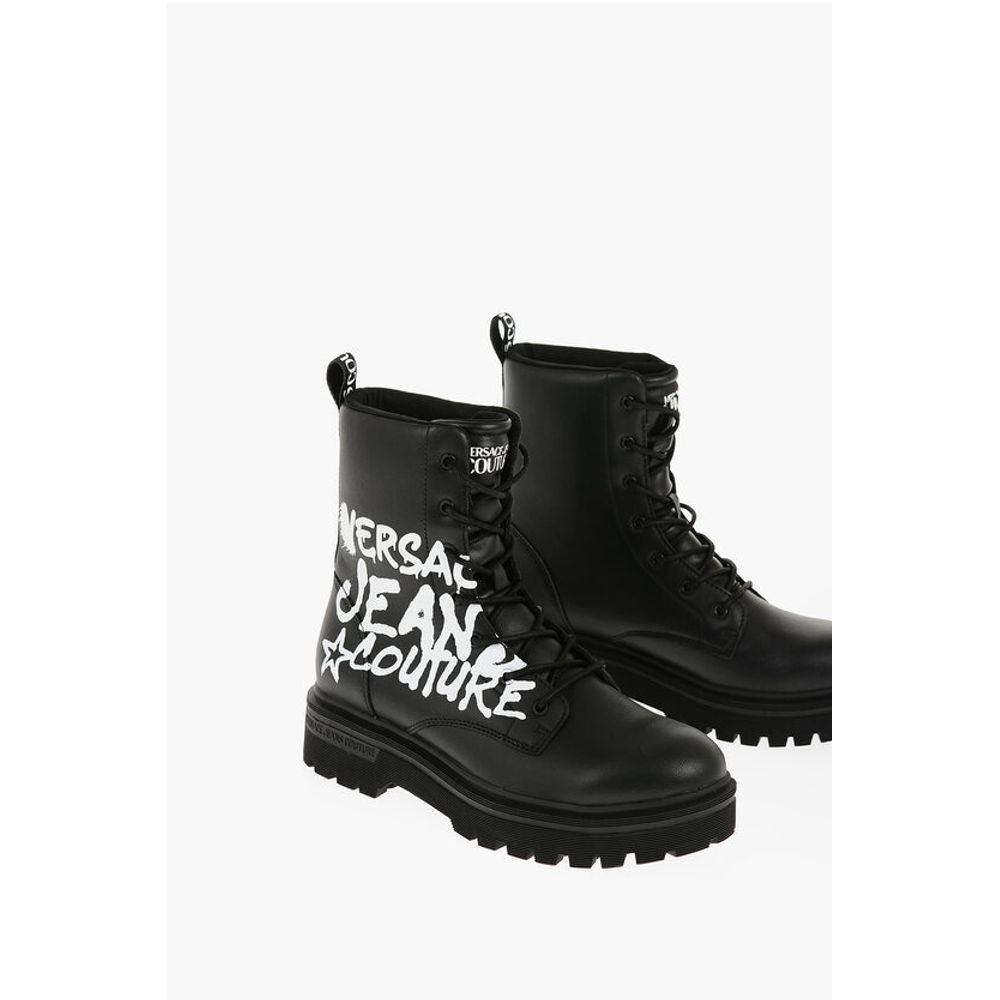 Versace JEANS COUTURE Leder SYRIUS Kampfstiefel mit kontrastierendem P