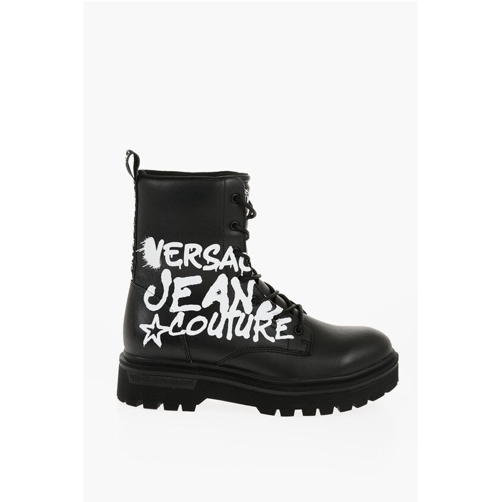 Versace JEANS COUTURE Leder SYRIUS Kampfstiefel mit kontrastierendem P