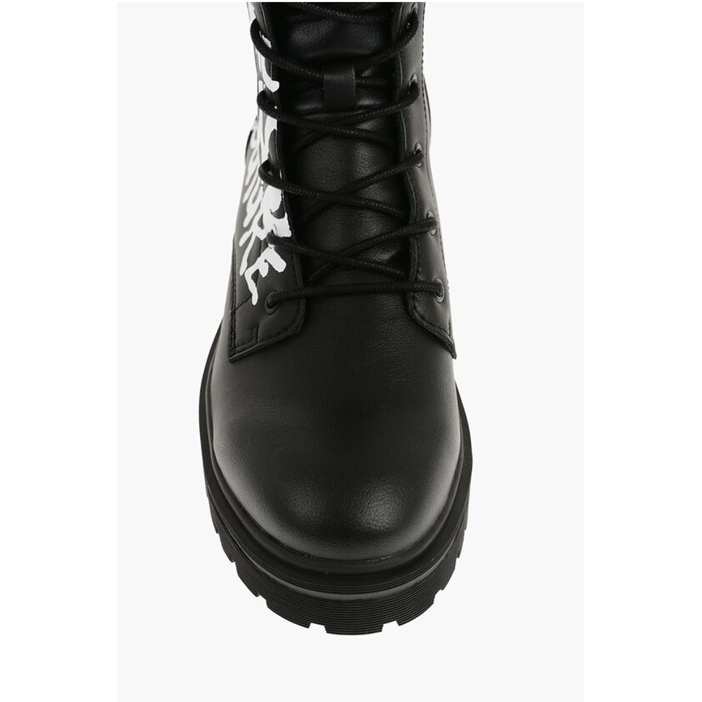 Versace JEANS COUTURE Leder SYRIUS Kampfstiefel mit kontrastierendem P