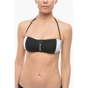 Karl Lagerfeld Zweifarbiges Bikini-Oberteil mit Zip-Verschluss