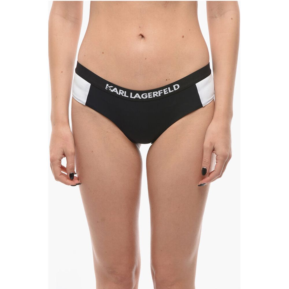 Karl Lagerfeld Zweifarbiges SPORT Bikini-Unterteil mit Logo-Elastikband am Bund