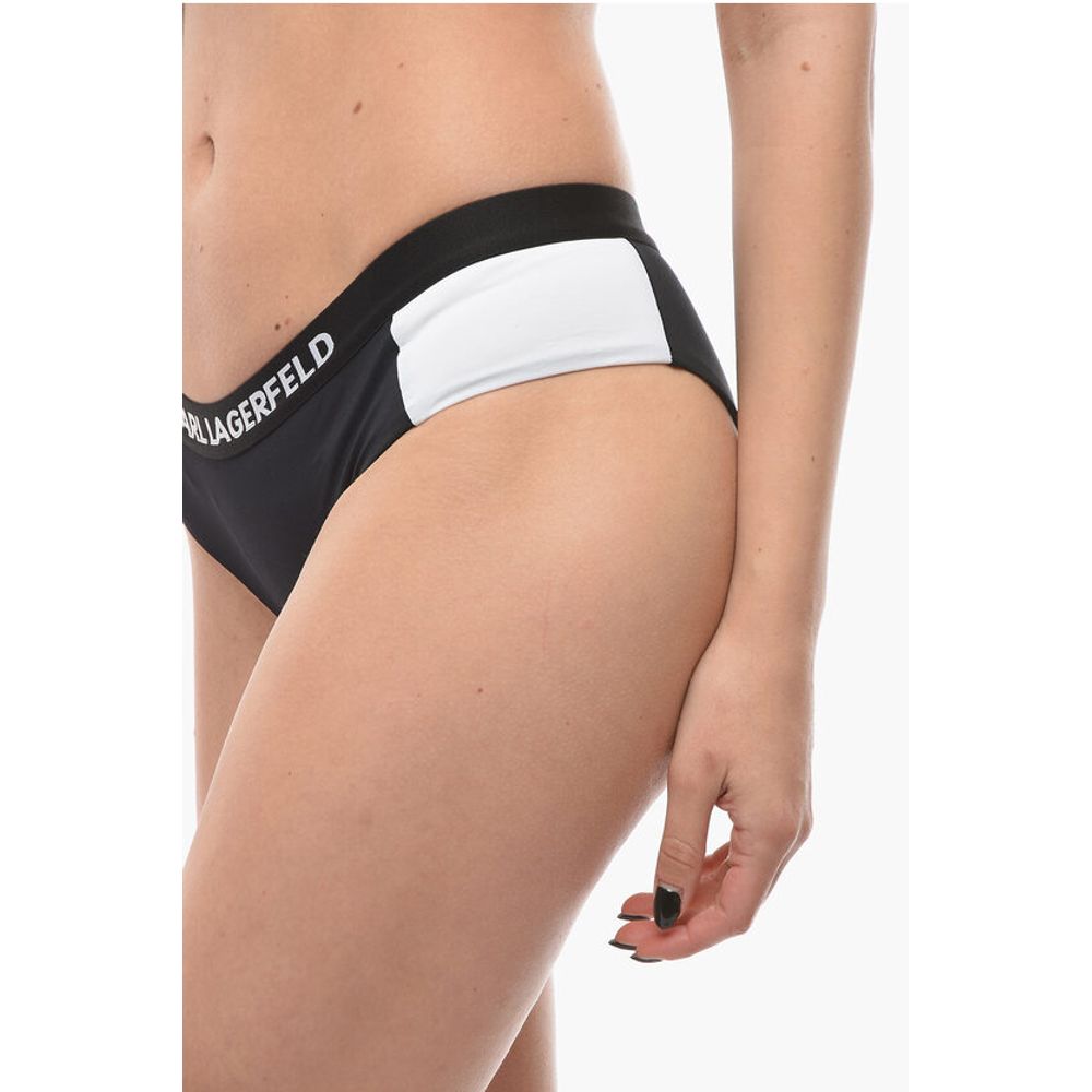 Karl Lagerfeld Zweifarbiges SPORT Bikini-Unterteil mit Logo-Elastikband am Bund