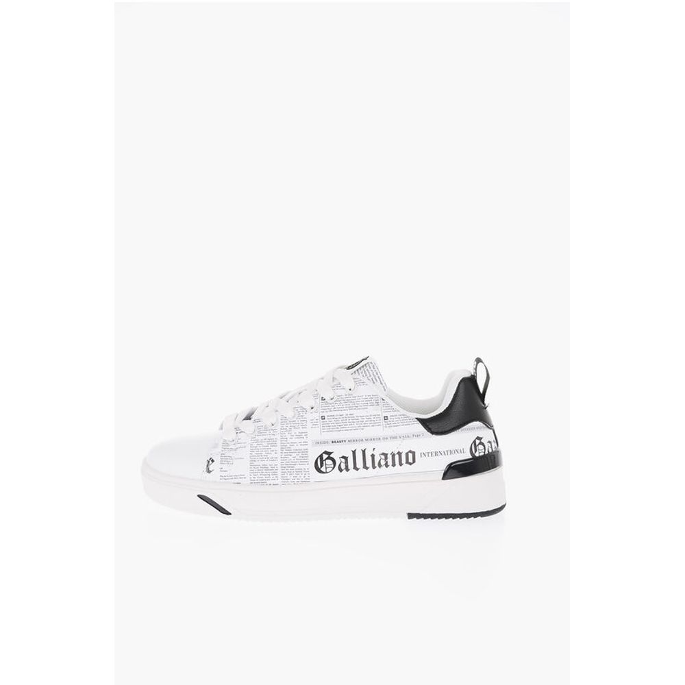 John Galliano Bedruckte Low-Top-Sneakers aus Kunstleder