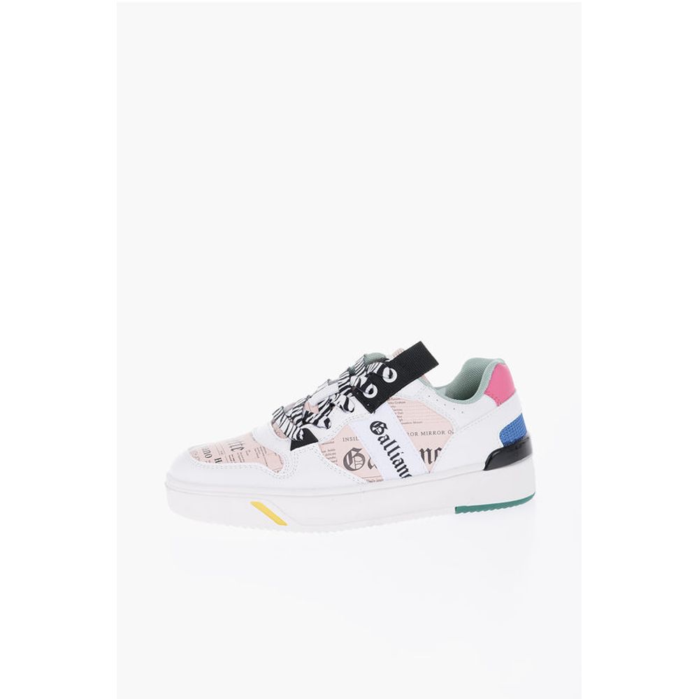 John Galliano Bedruckte Low-Top-Sneakers aus Kunstleder