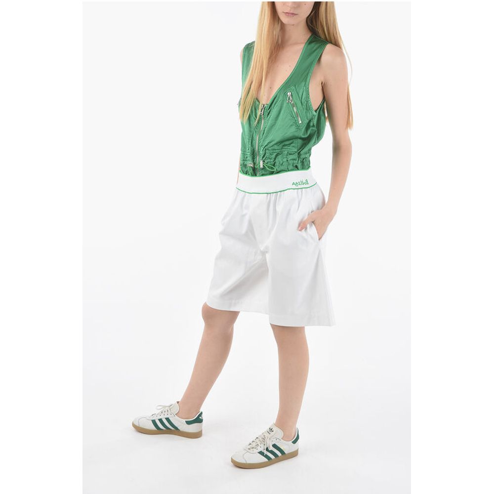 Bottega Veneta Gesandete Baumwollshorts mit Logo und elastischer Taille