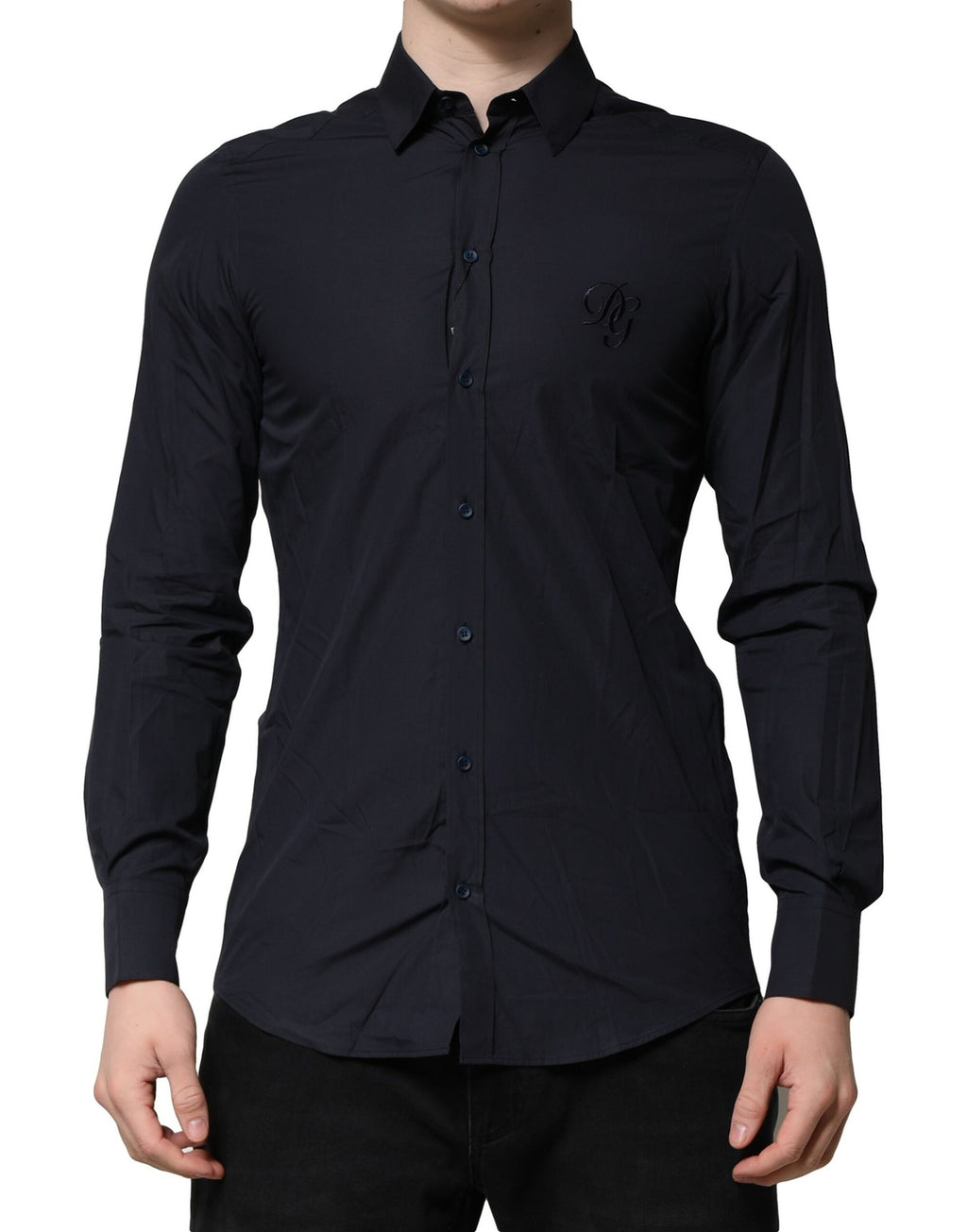 Dolce & Gabbana Dunkelblaues MARTINI Kleid Formales Hemd aus Baumwolle