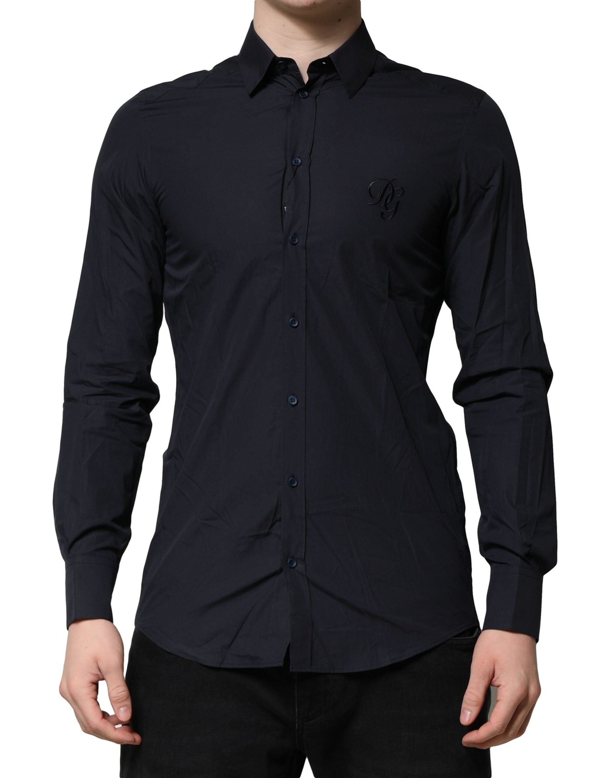 Dolce & Gabbana Dunkelblaues MARTINI Kleid Formales Hemd aus Baumwolle