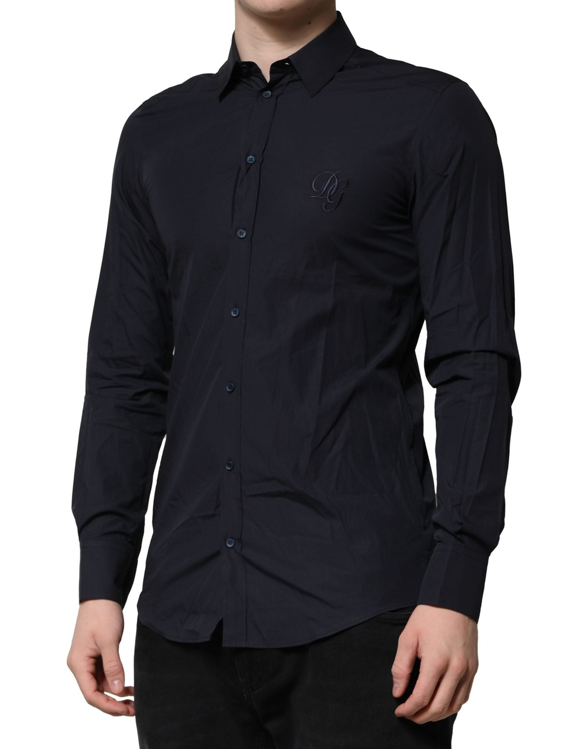 Dolce & Gabbana Dunkelblaues MARTINI Kleid Formales Hemd aus Baumwolle