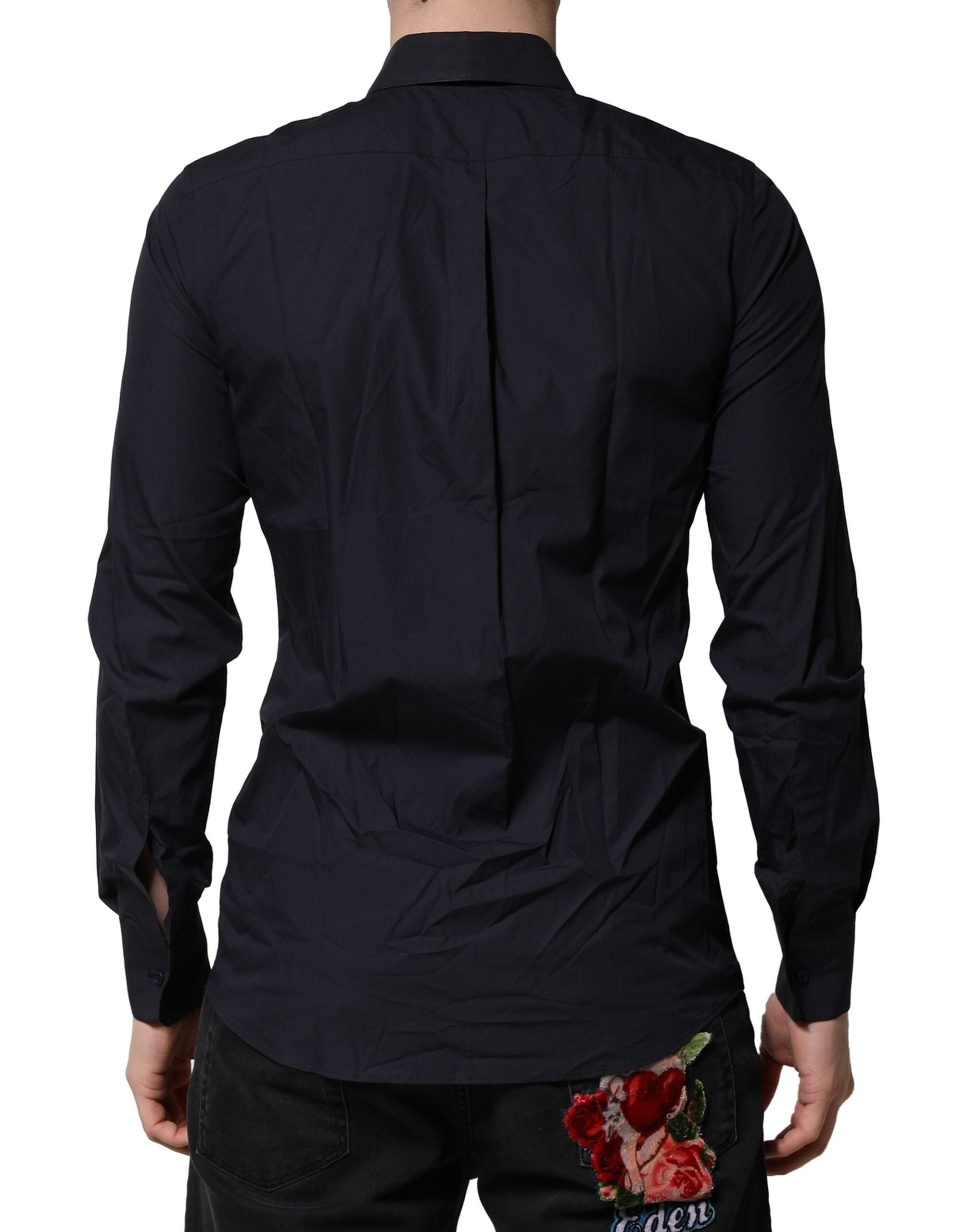 Dolce & Gabbana Dunkelblaues MARTINI Kleid Formales Hemd aus Baumwolle