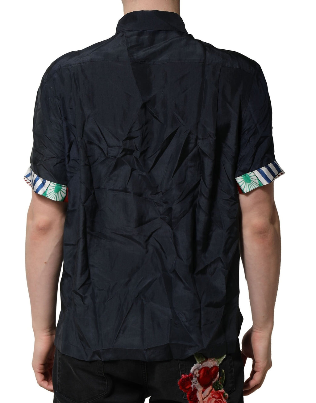 Dolce & Gabbana Schwarz Seide Kurze Ärmel Männer Casual Shirt