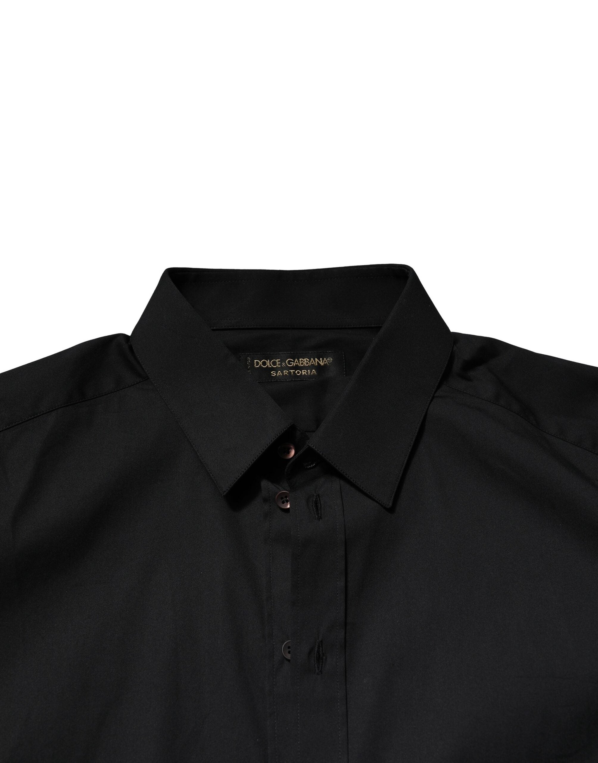 Dolce & Gabbana Schwarzes SARTORIA Formales Herrenhemd aus Baumwolle
