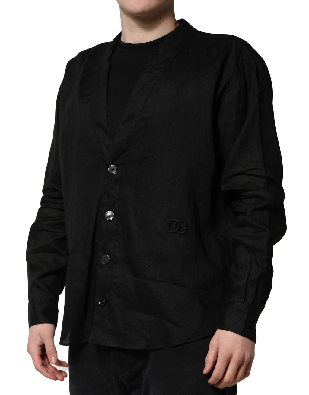 Dolce & Gabbana Zwart Linnen Casual Overhemd met Lange Mouwen voor Heren