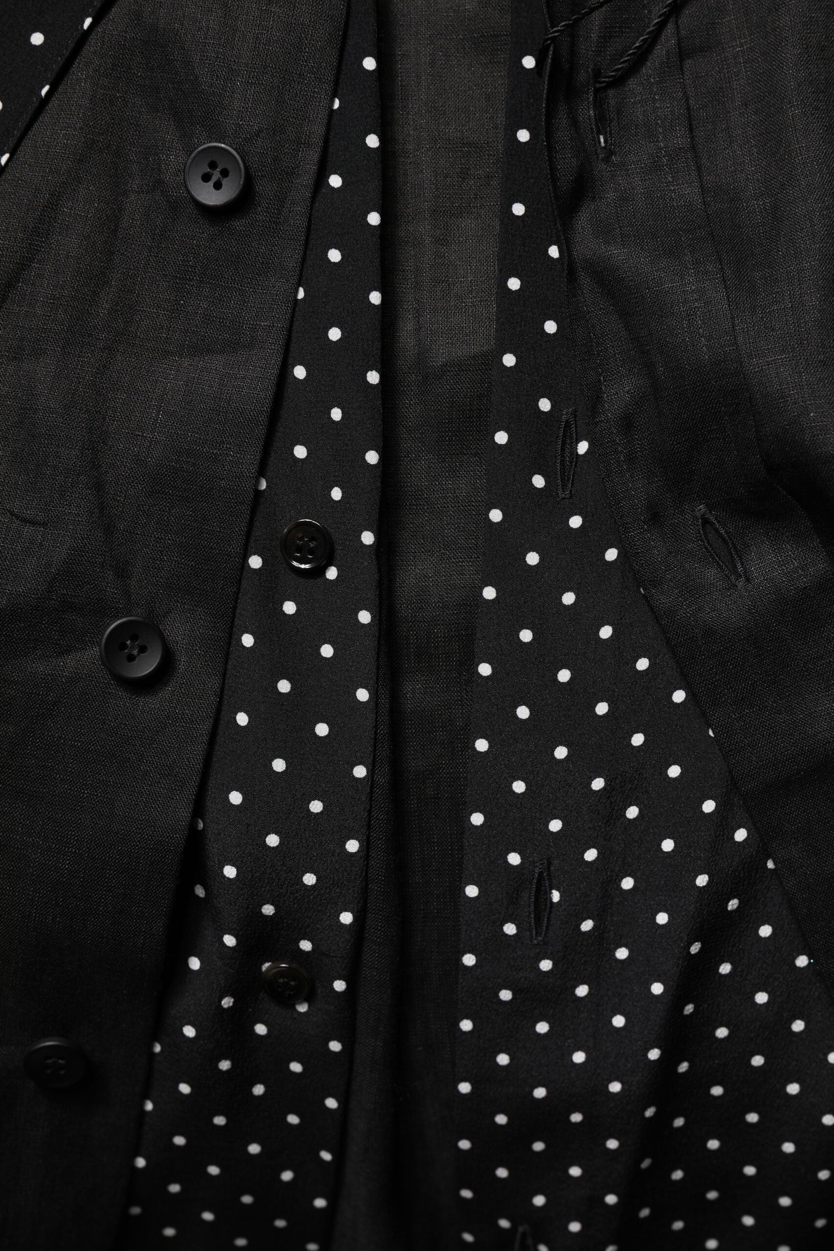 Dolce & Gabbana Schwarzes Polka Dot Kragen Krawatte Halsausschnitt Casual Shirt