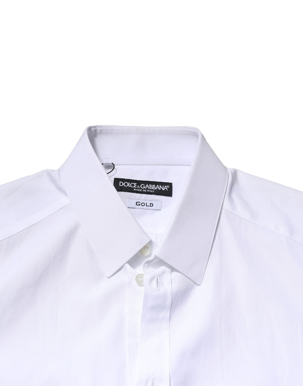 Dolce & Gabbana Weißes GOLD Langärmeliges Herren Kleid Formales Hemd