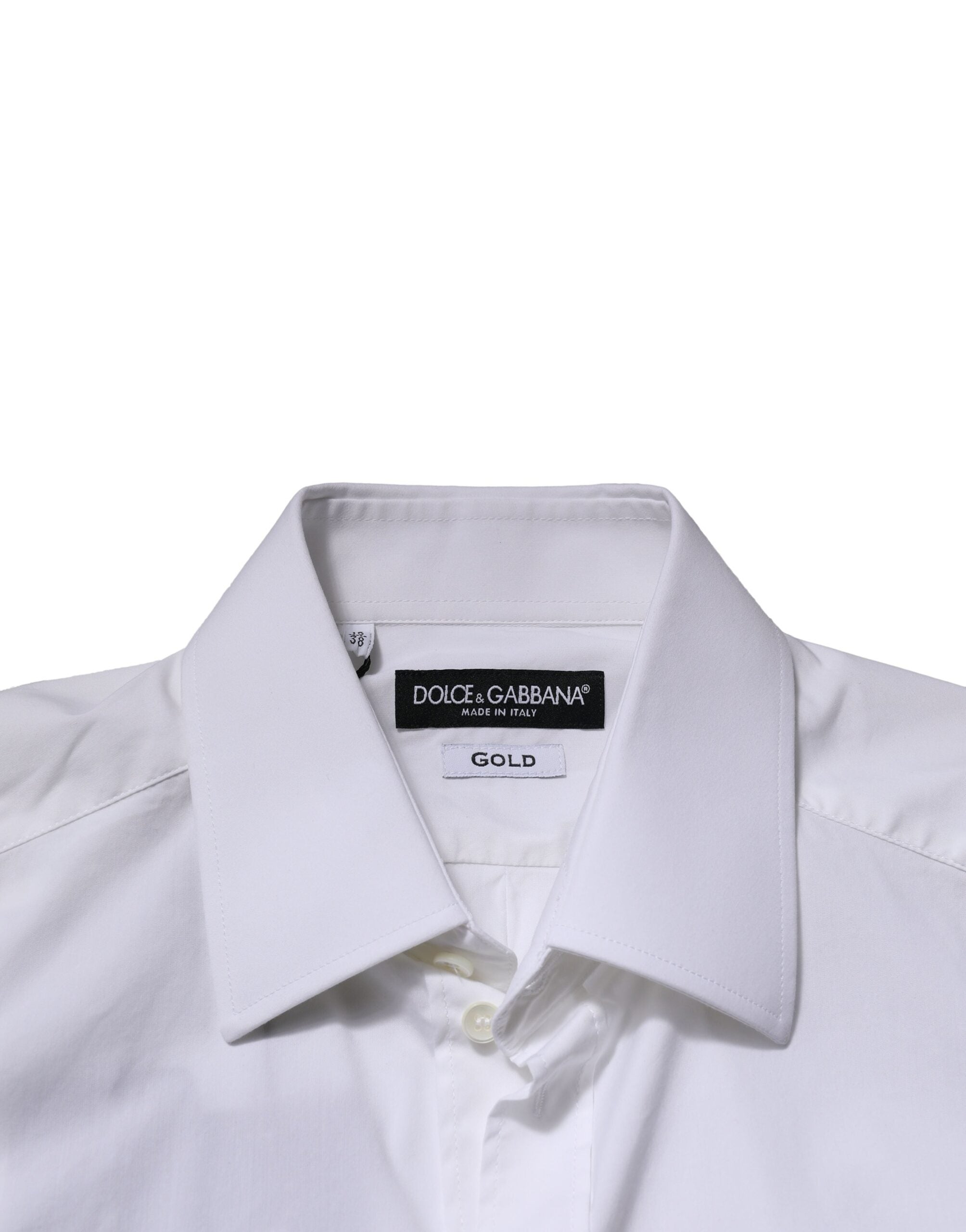 Dolce & Gabbana Weißes GOLD Langärmeliges Herren Kleid Formales Hemd